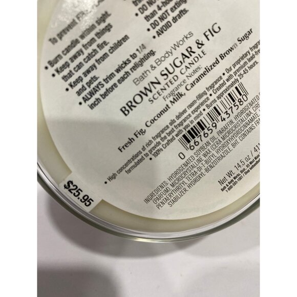 Bath & Body Works “Brown Sugar & Fig” New 3 Wick Candle - Picture 7 of 7